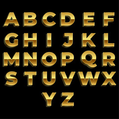 Vector golden letters.Set of gold alphabet