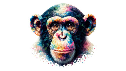 Colorful Polygonal Chimpanzee. Type E - Generated by AI