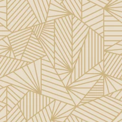 Tapeten Grid pattern of geometric shapes and stripes in beige color inspired in art deco. Vector seamless pattern design for textile, fashion, paper, packaging, wrapping and branding © Elemesca