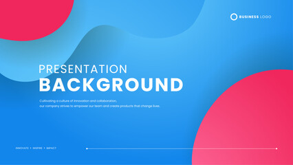 Abstract colorful gradient wavy presentation background Blue and pink vector simple background with abstract shapes