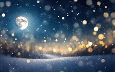 winter image of the moon and sky