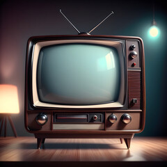 A vintage TV on a white background, evoking a nostalgic feel with its isolated, vintage charm
