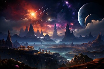 Alien Planet. A futuristic sci-fi landscape.