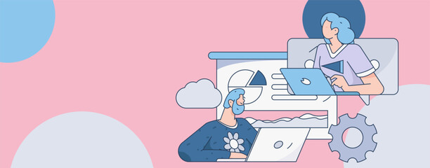 Business People Flat Vector Concept Operation Hand Drawn Illustration
