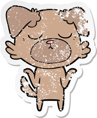distressed sticker of a cute cartoon dog