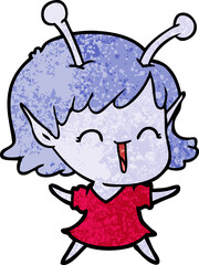 cartoon alien girl laughing