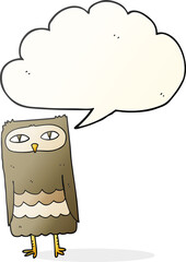freehand drawn speech bubble cartoon owl