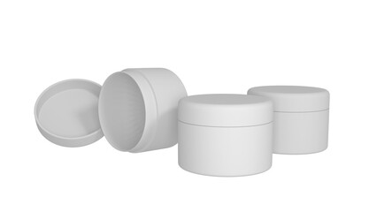 3D rendered Cosmetics Jar mock up. Packaging clear Cosmetic cream on isolated Light Grey background