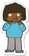 sticker of a cartoon worried boy