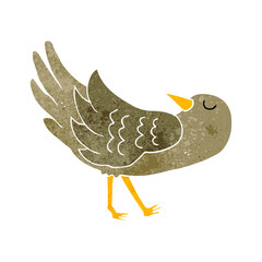 freehand retro cartoon bird