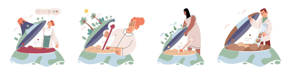 Lab test. Vector illustration. The lab test concept simplifies complex scientific ideas for better comprehension Inspection experimental data helps scientists identify outliers and anomalies