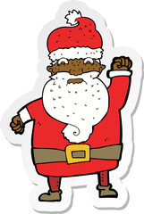 sticker of a cartoon angry santa claus
