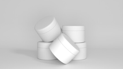 3D rendered Cosmetics Jar mock up. Packaging clear Cosmetic cream on isolated Light Grey background