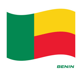 Flag Of Benin, Benin flag  vector illustration, National flag of Benin, wavy flag of Benin.
