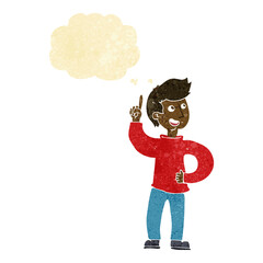 cartoon man with idea with thought bubble