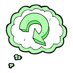 freehand drawn thought bubble cartoon recycling arrow