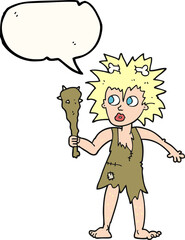 freehand drawn speech bubble cartoon cave woman