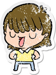 distressed sticker of a cartoon woman