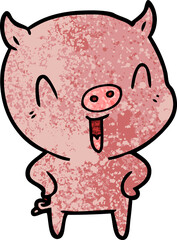 happy cartoon pig