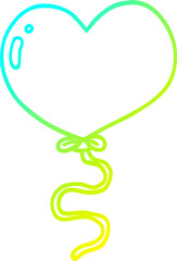 cold gradient line drawing of a cartoon love heart balloon