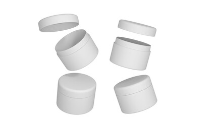 3D rendered Cosmetics Jar mock up. Packaging clear Cosmetic cream on isolated Light Grey background