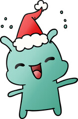 hand drawn christmas gradient cartoon of kawaii alien