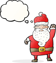cartoon angry santa claus with thought bubble
