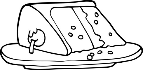line drawing cartoon slice of cake