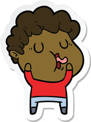 sticker of a cartoon man pulling face