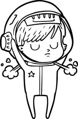 cartoon astronaut woman