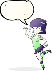 freehand drawn speech bubble cartoon vampire girl