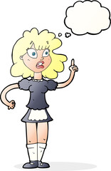 cartoon worried maid with thought bubble