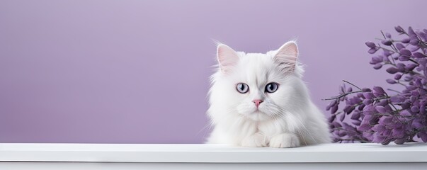 Adorable white kitten with curious gaze. Cute cat portrait. Furry friend with playful eyes and pretty close up