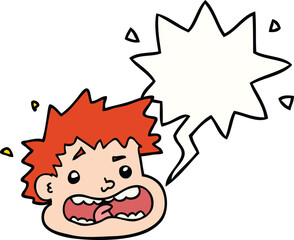 cartoon frightened face with speech bubble