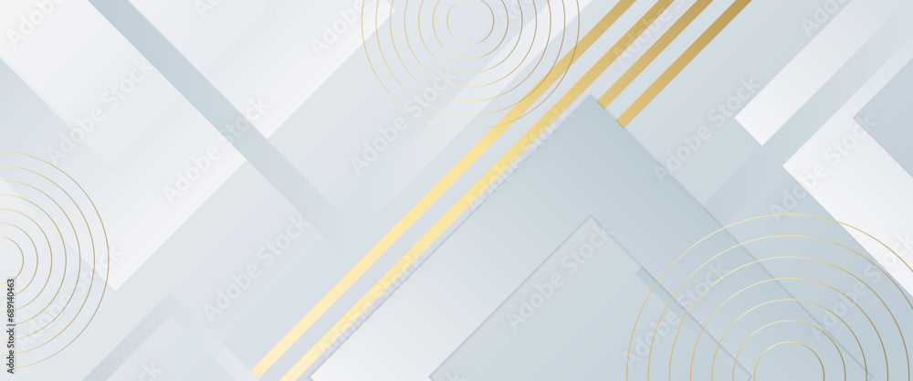 Poster white and gold abstract background with shapes abstract modern white background paper cut style with
