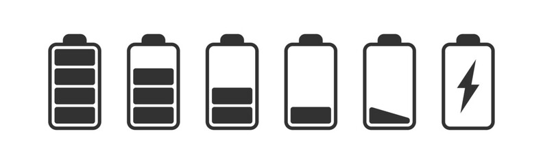 Battery icon. Charge energy sign. Full electricity power. Accumulator level bar. Vector illustration.