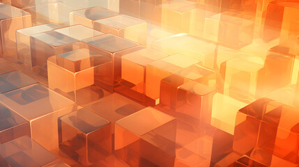 Modern 3D Orange Digital Background, Hand Edited Generative AI