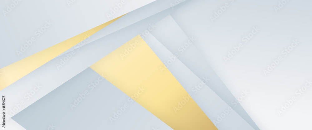 Poster white and gold abstract background with shapes abstract modern white background paper cut style with
