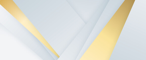 White and gold vector gradient abstract background with shapes elements