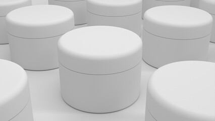 3D rendered Cosmetics Jar mock up. Packaging clear Cosmetic cream on isolated Light Grey background