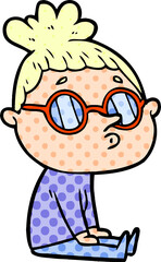 cartoon woman wearing glasses