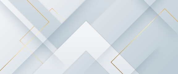 White background with golden lines White and gold abstract background with shapes
