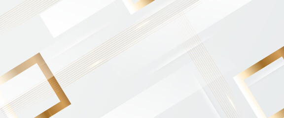White and gold abstract background with shapes Minimalist modern graphic design element cutout style concept for banner, flyer, card, or brochure cover