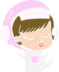 flat color style cartoon pretty astronaut girl