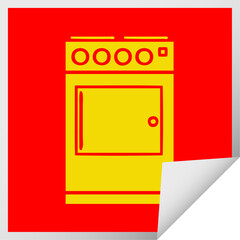 square peeling sticker cartoon of a oven and cooker