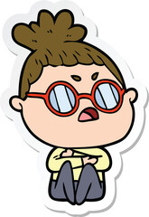 sticker of a cartoon annoyed woman