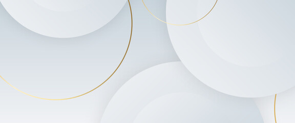 White and gold vector abstract geometrical shape modern background Abstract modern white background paper cut style with golden line Luxury concept.