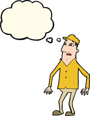 cartoon shocked man with thought bubble