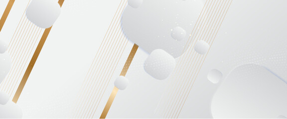 White and gold vector modern abstract background with shapes Minimalist modern graphic design element cutout style concept for banner, flyer, card, or brochure cover