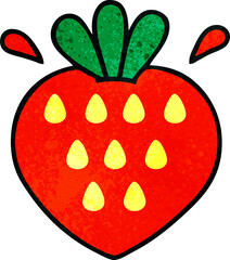 retro grunge texture cartoon of a strawberry
